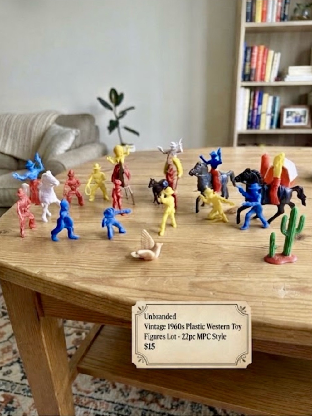 Vintage 1960s Plastic Western Toy Figures Lot - 22pc MPC Style